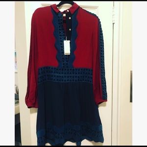 Tory Burch Silk Georgette &Lace Dress